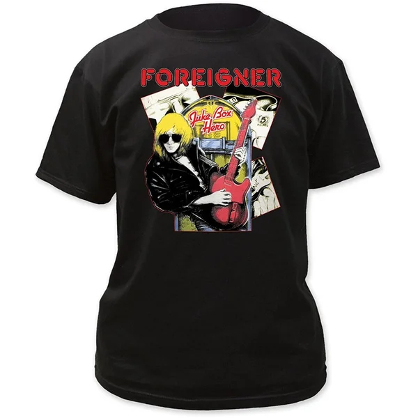 

Men's Fashion T-Shirt Foreigner Juke Box Hero Print Men's Cotton Shirts Summer T Shirt