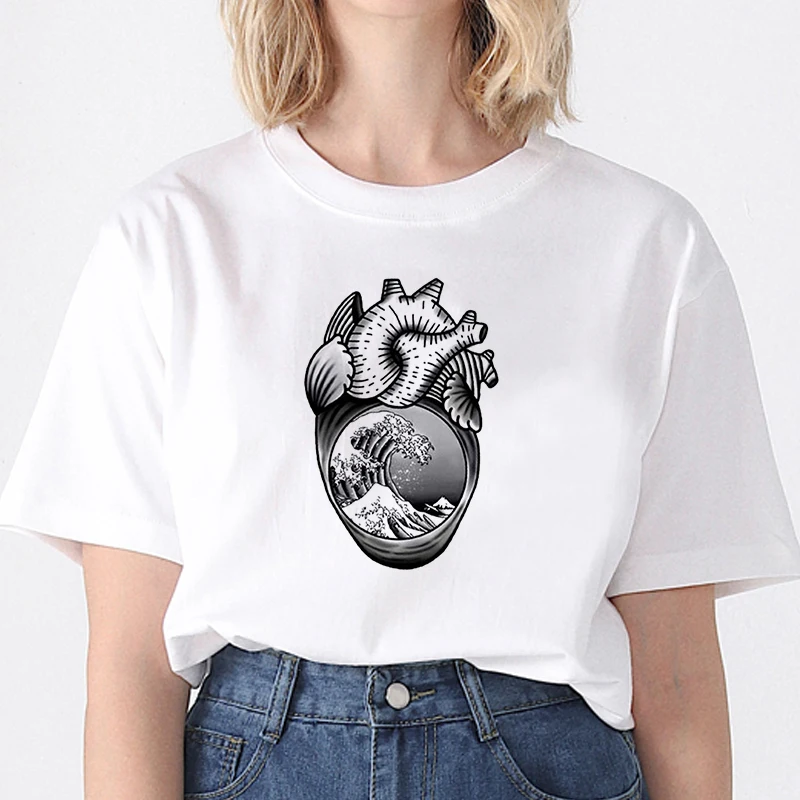 

Environmental protect Printed TShirt Women 90s Graphic T-shirt O-neck Girl Short Sleeve Harajuku T shirt White Tops Female Tops
