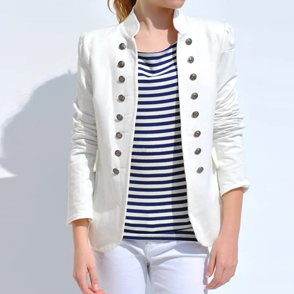 Camsgend панк Винтажный Женский блейзер на пуговицах Зимние Теплые повседневные