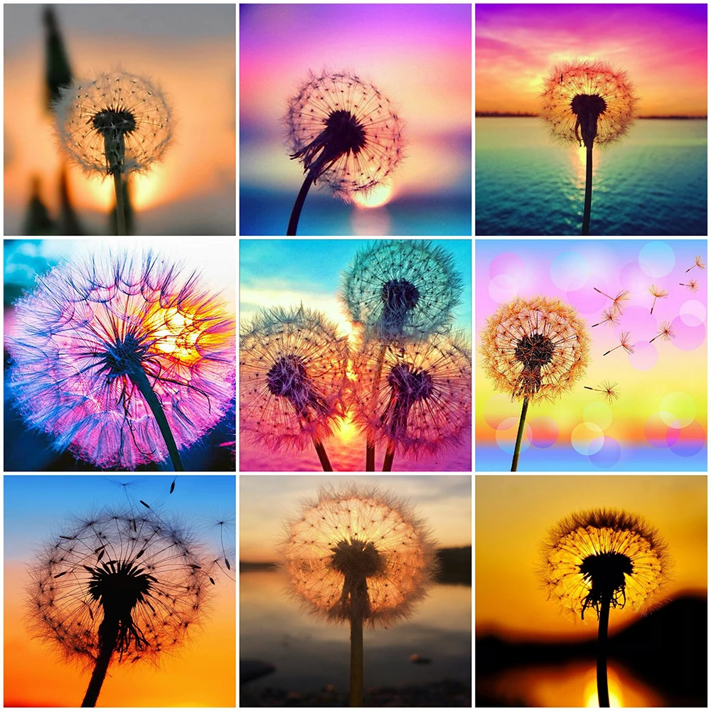 

MomoArt Diamond Embroidery Sunset Cross Stitch Set Diamond Mosaic Scenery Full Square Drill Painting Dandelion Handmade Gift