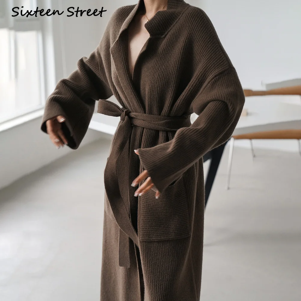 Женский шерстяной кардиган оверсайз вязаный винтажный свитер в Корейском стиле