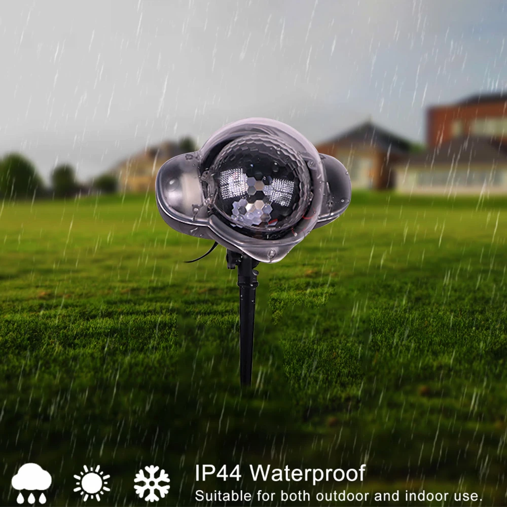 Водонепроницаемый Рождественский лазерный проектор со снежинками движущиеся