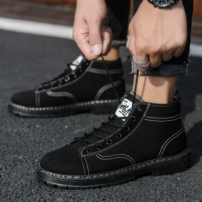 

Mazefeng Men's Canvas Sneakers 2020 Simple Versatile Large Size 47 High Top Men's Shoes Lovers Casual Shoes Boots for Boys Male