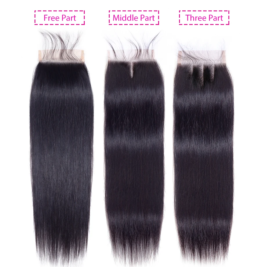 Бразильские пучки волос плетение с закрытием 4 шт Remy человеческих расширение