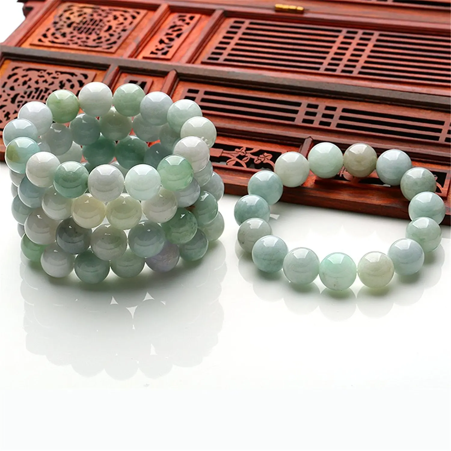 AAA 13 мм бусины ручной работы Природный Мьянма Green Jade Gems хит браслет с подарочной