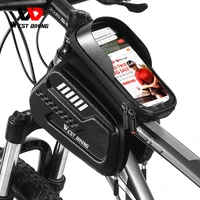 west biking bicycle top tube bag waterproof eva touchscreen 6 9 in cycling frame front bag mtb road bike phone bag accessories