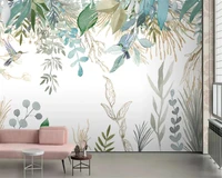 beibehang photo wallpaper modern hand painted tropical plant leaves flowers and birds murals living room bedroom 3d wallpaper