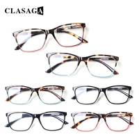 clasaga 6 pack spring hinges reading glasses man and women rectangular frame hd reader eyeglasses diopter 1 02 05 06 0