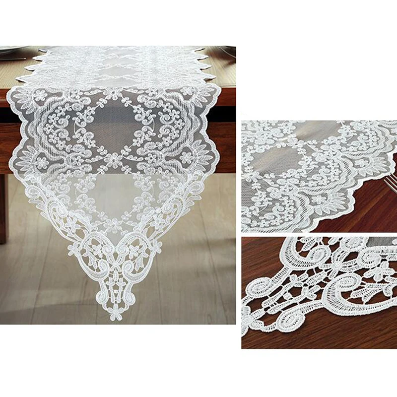 

White/Golden Vintage Table Cloth Lace Decorative Tablecloth Dining Table Cover Wedding Party Hotel Home Decor