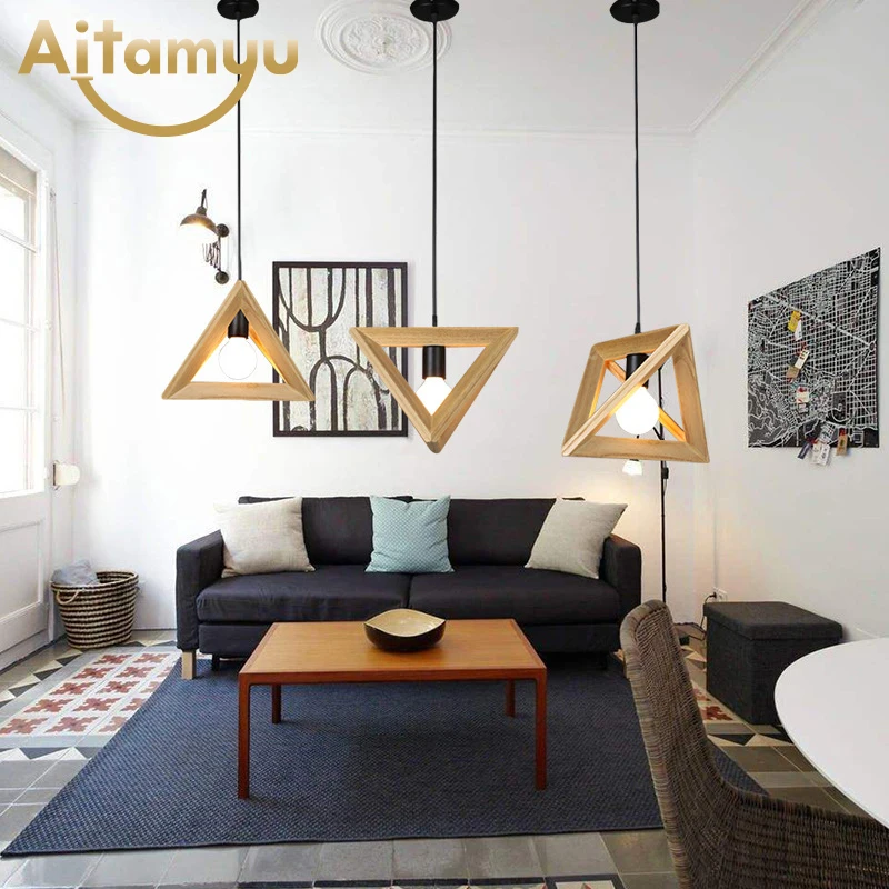 Скандинавская Подвесная лампа деревянный светодиодный светильник цветной