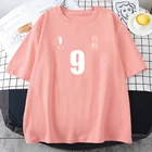 Футболка Karasuno женская с надписью номер 9, свободная уличная одежда в стиле хип-хоп, модный комикс-топ, белая Базовая рубашка, лето 2021