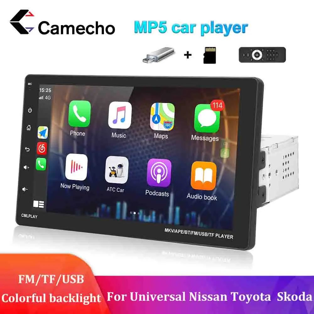 

Автомобильное радио Camecho 2 Din, Bluetooth, 9-дюймовый сенсорный экран, стерео, FM, TF, USB, Универсальный Автомобильный мультимедийный плеер, цветная подсветка, 2DIN камера
