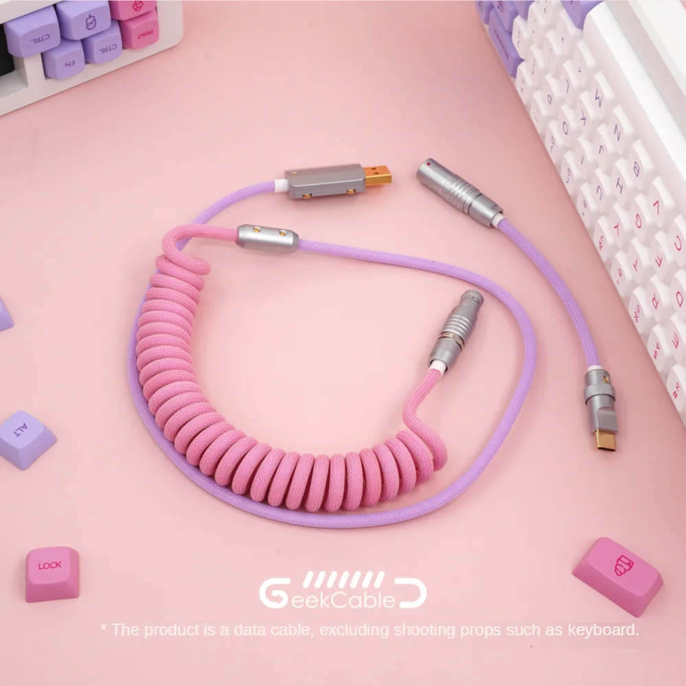 GeekCable Handmade Customized Mechanical Keyboard Cable Data Cable for Leopold Theme Keycap Line Nana Colorway Multiple Plug