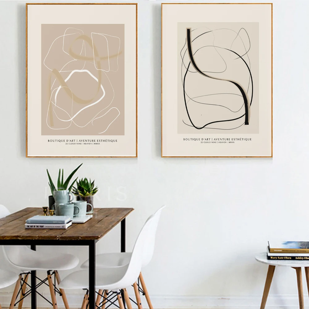 

Abstract Boutique Poster Neutral Canvas Painting Minimalist Art Print Line Drawing Wall Picture For Living Room Home Decor