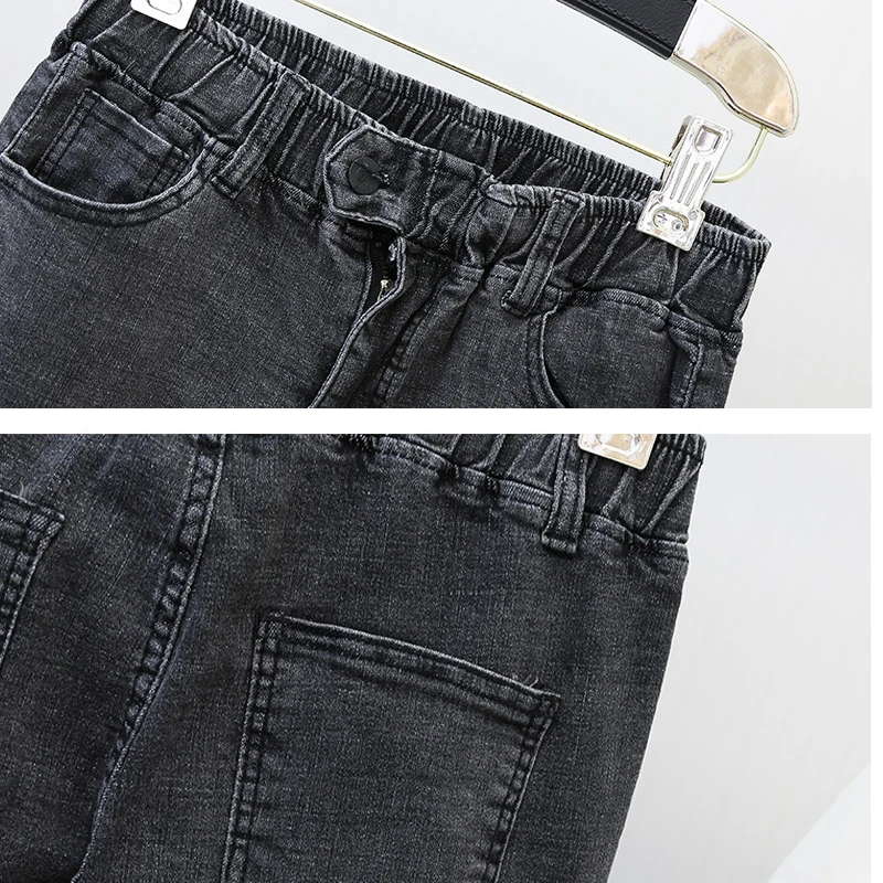 

Boyfriend Jeans For Women High Waist Plus Size 4XL Full Length Harem Trousers Casual Streetwear Black Denim Pants 100kg