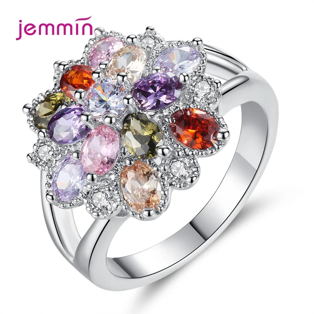Мути-цвет розы CZ стекируемые кольцо для женщин помолвка/Вечерние Элегантные 925