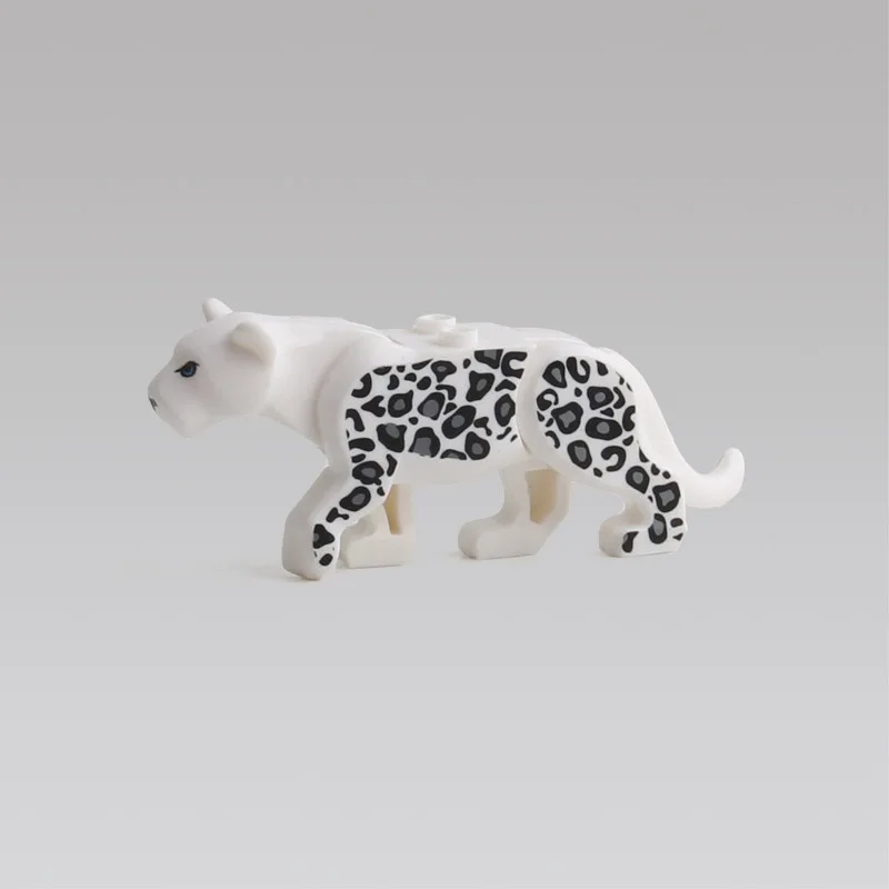 as show animalworld Panther Snow Leopard Crocodile Tiger Animal Cow Cattle Horse Shark Model Building Blocks Set Bricks kits Bricks Toys - Color: as show