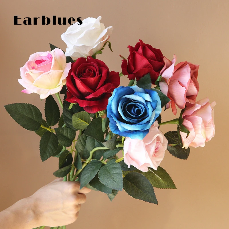 

Artificial roses wedding bouquets, single artificial flannel roses, home table decoration, cocktail party performance props