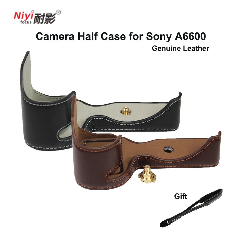 

Camera Half Case for Sony A6600 Camera Bottom Battery Opening Version Genuine Leather Camera Case Video Half Bag Cover Protector