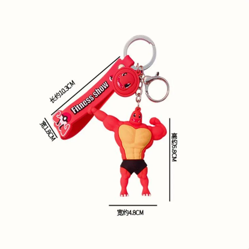 

Pokemon Creative Fitness Muscle Doll Psyduck Action Figure Toys Cute Pikachu Key Chain Car Key Pendant Knapsack Pendant Gifts