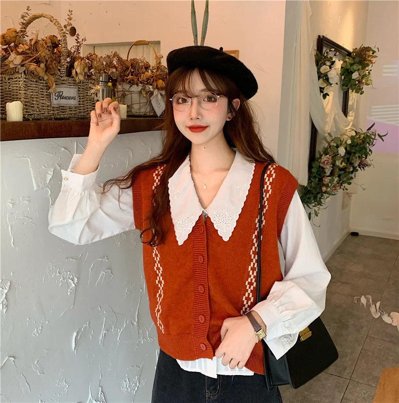 Женский трикотажный жилет с V-образным вырезом весна-осень 2021 | Женская одежда