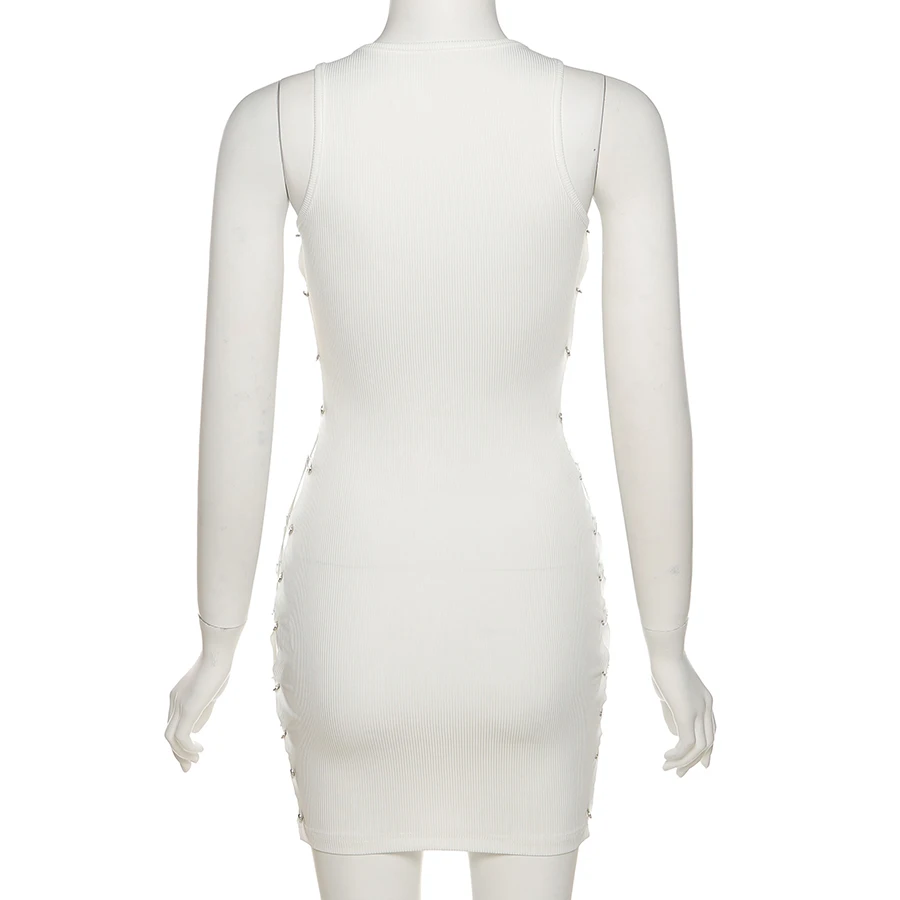 

K21D02563 Sequined Sleeveless Hollow Out woman summer dress Casual Dresses women