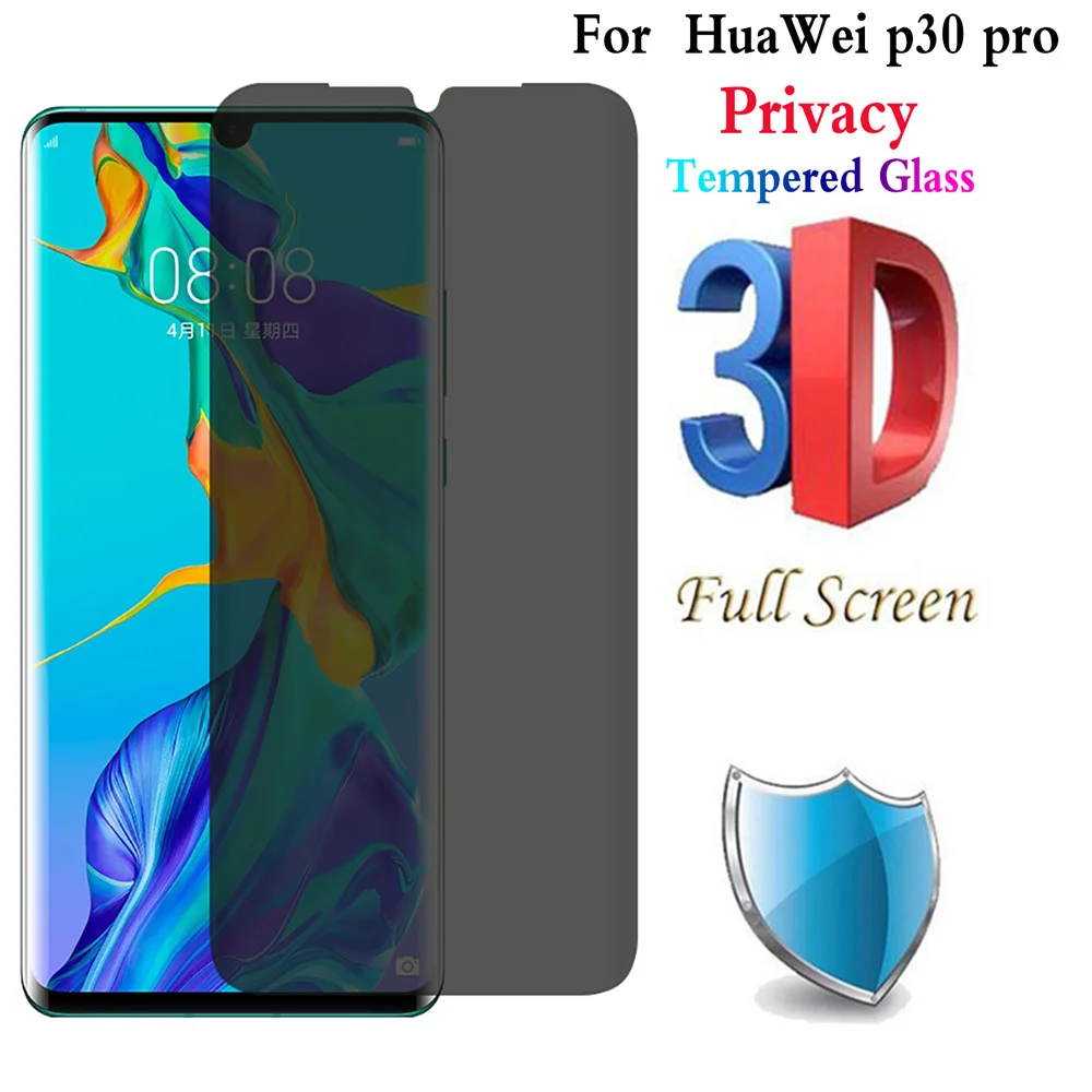 9H 3D изогнутое закаленное стекло для конфиденциальности HuaWei P30 PRO