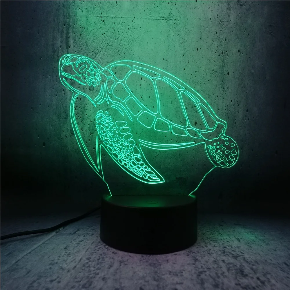 Черепаха 3D светодиодный светильник красочная Эволюция ночные светильники
