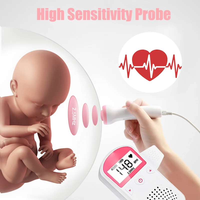 2.5MHz Doppler Fetal Baby Heart Rate Monitor Ultrasound Heartbeat Detector Pregnant Pocket |