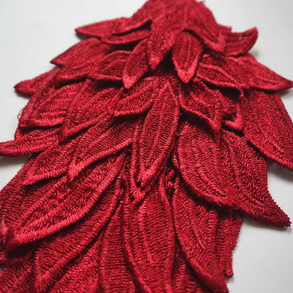 2 шт. винно-красная вышивка ангел аппликация в виде крыла Шитье Цветок Воротник