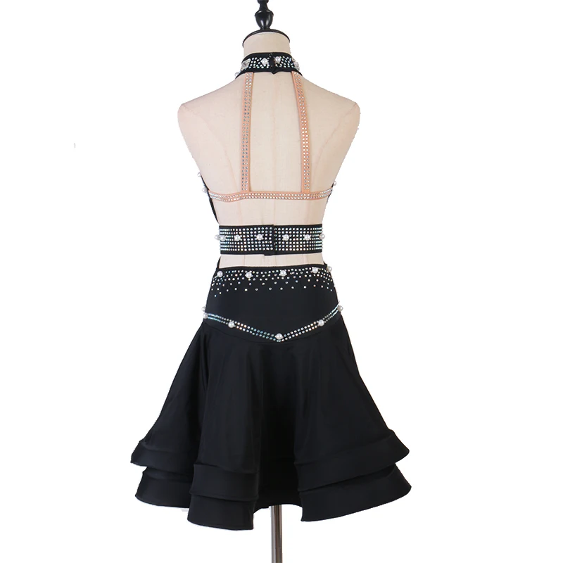 Sexy Lading Dance Show Match Diamond Suit High Lead Dress Rumba Just Will Pendulum Dance Skirt
