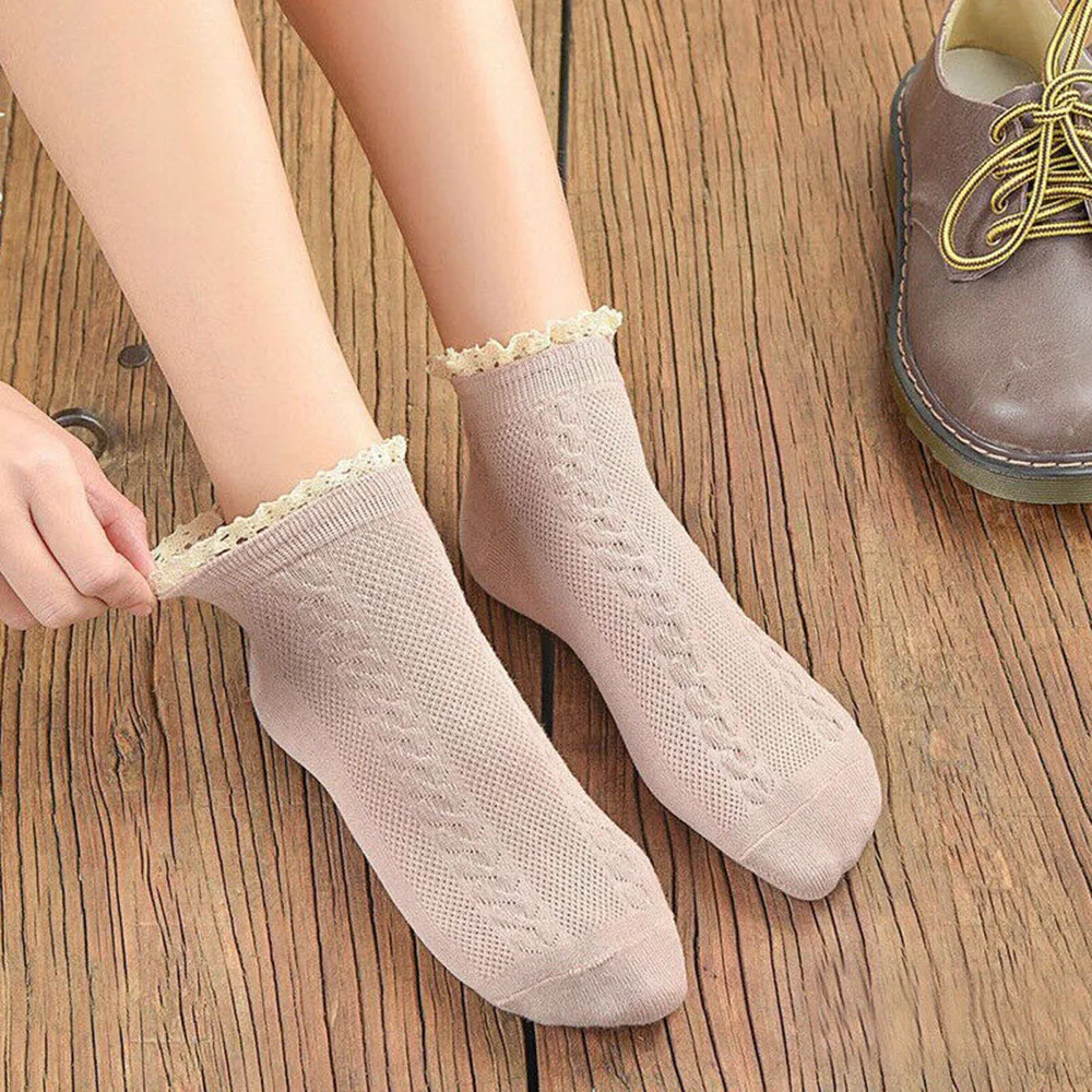 5 Pairs/Lot White Lace Socks With Lace Socks Ruffle Socks Girls Short Women Socks harajuku Cute Net Spring Summer kawai lolita