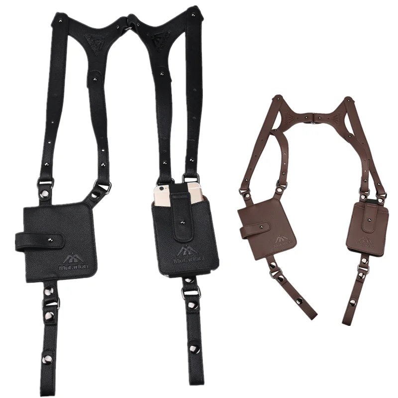 

Military Tactical Gun Holster Genuine PU Leather Pure Cowhide Pistol Holster Performing Tasks Adjustable Underarm Hidden Holster