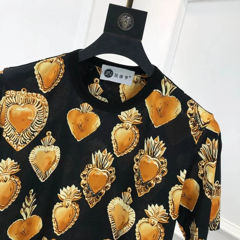 

autumn 19fw new fashion tees royal crown heart print tee t shirt for men cotton famous brand clothing top retro