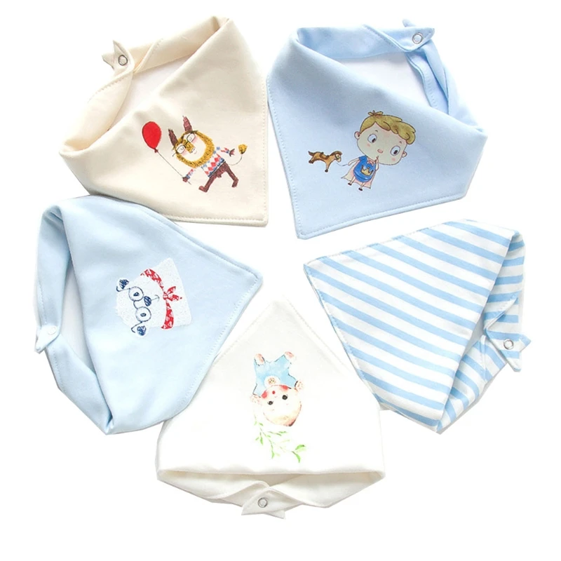 

W3JF 5 Pcs/Set Baby Newborn Feeding Bibs Cotton Saliva Towel Scarf Bandana Burp Cloth