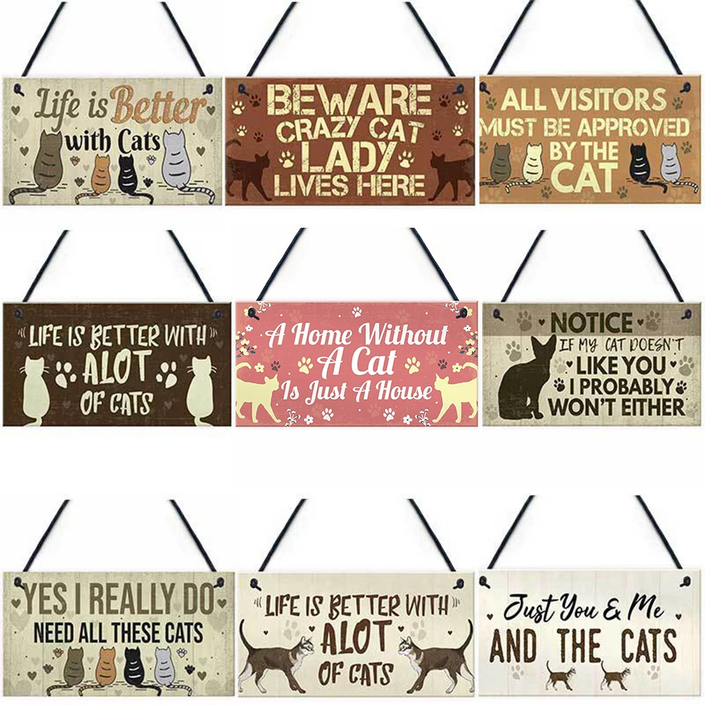 Ярлыки в форме кота для домашних животных прямоугольная деревянная бирка кошек