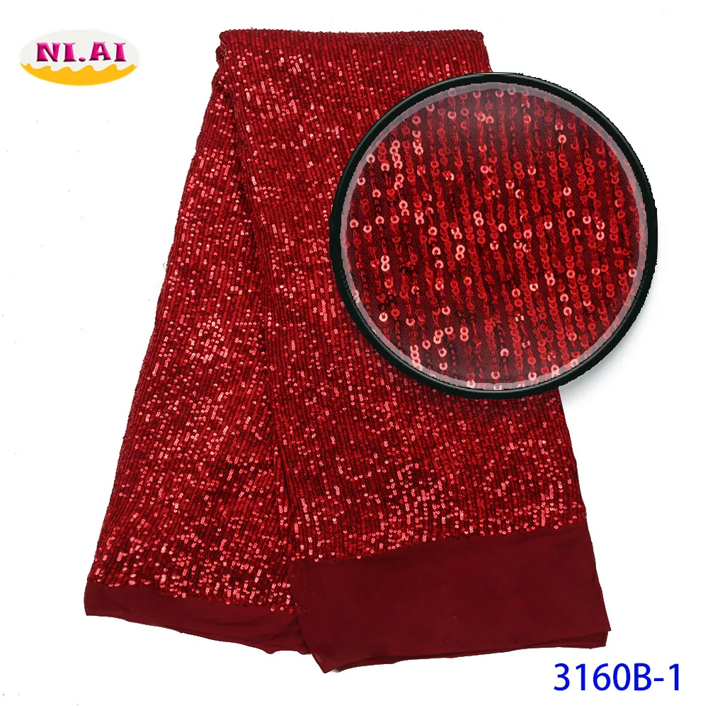 Красная африканская кружевная ткань новое кружево с блестками для Aso Ebi