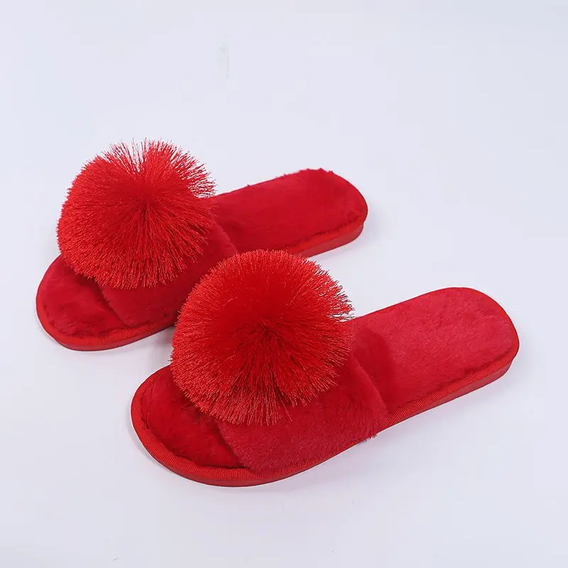 Women's 2021 New Autumn and Winter Indoor Fuzzy Slippers Female Soft Plush Cozy Fluffy Warm Design House Slipper Hot Flip Flops images - 6
