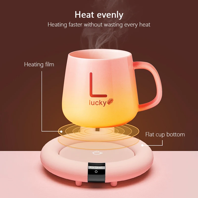 Almohadilla calefactora el&eacute;ctrica para tazas de caf&eacute; y t&eacute;, calentador creativo para el hogar y la Oficina, 3 temperaturas, pantalla LED ajustable, Idea de regalo, novedad-3