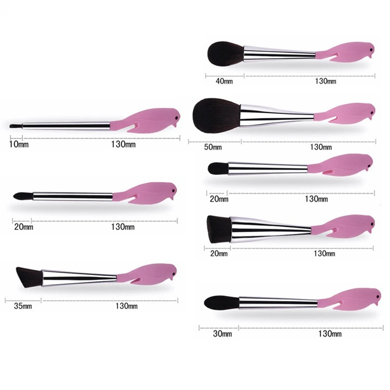 

8Pcs Silicone Handle Makeup Brushes Set Eye Shadow Foundation Concealer Blush Travel Make Up Brush Set with Bracket