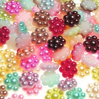 suoja 50200pcspack mix color mini flower shape imitation half round pearl flatback beads for scrapbook diy decoration 10mm