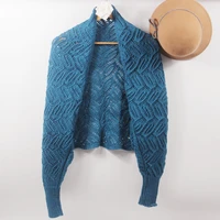 new spring and autumn net celebrity imitation cashmere knitted shawl korean hollow wool outer cape small waistcoat scarf
