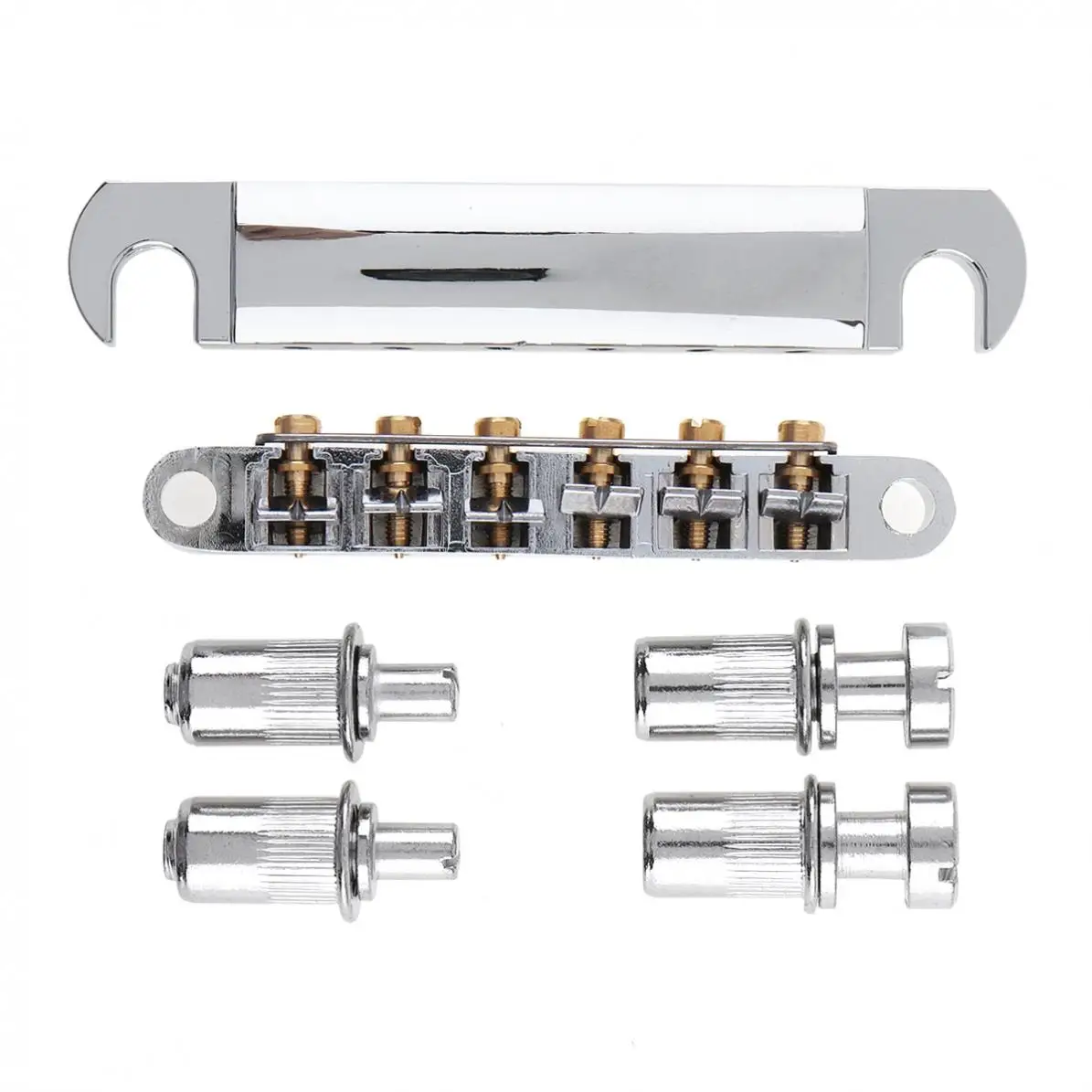 6 String Alloy Electric Guitar Tailpiece Bridge Saddle Locking Roller Tune-O-Matic for LP Silver / Black Optional Hot | Спорт и