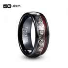 JQUEEN 8 мм вольфрамовое стальное кольцо покрытие черная инкрустация тройной спиральный шаблон + красная гитарная струна вольфрамовое Карбидное кольцо