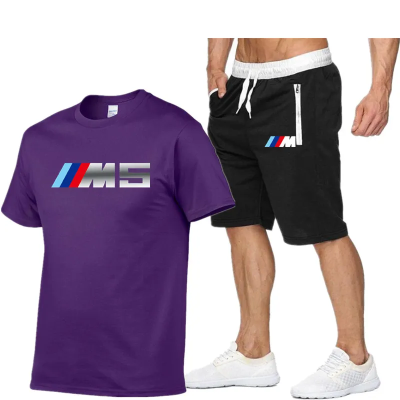 

2021 men's sportswear printed suit summer shorts suit BMW cotton short-sleeved shirt and shorts casual men's sportswear S-2XL
