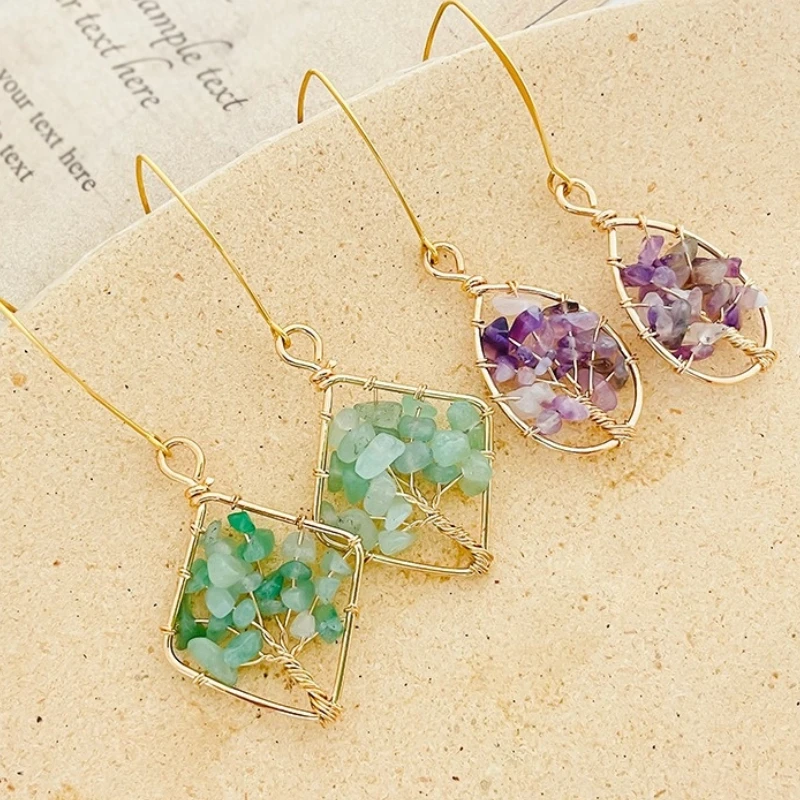 Серьги подвески из натурального камня ювелирные изделия для женщин корейские