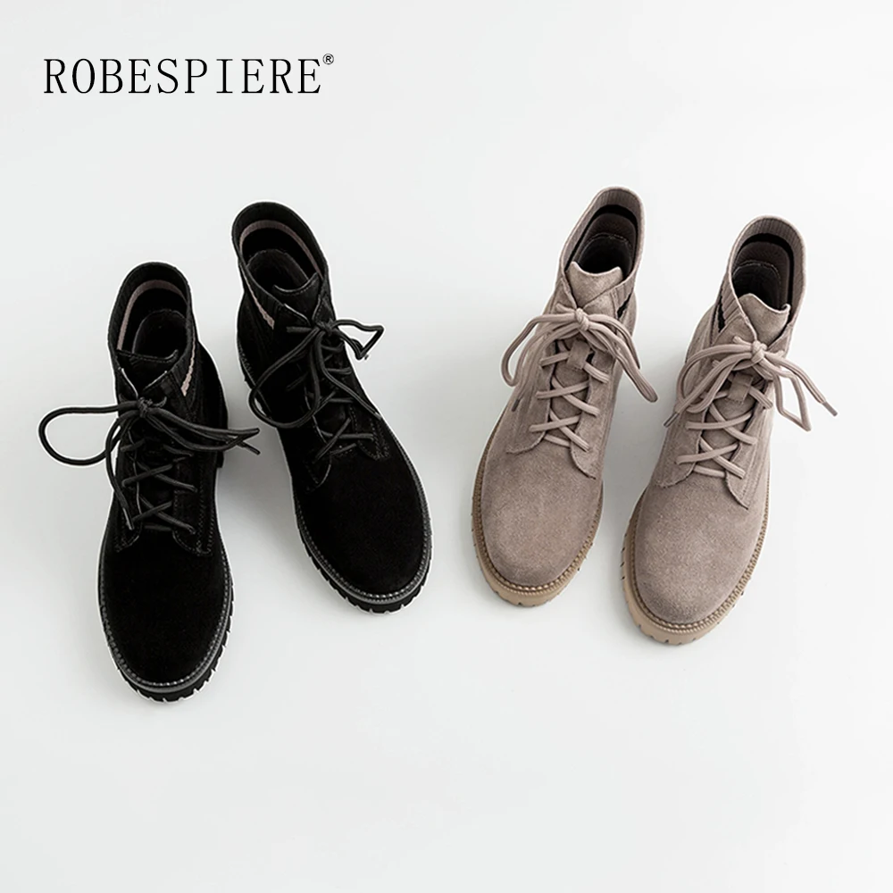 ROBESPIERE зима Лидер продаж ботильоны для женщин повседневные Ботинки martin на плоской