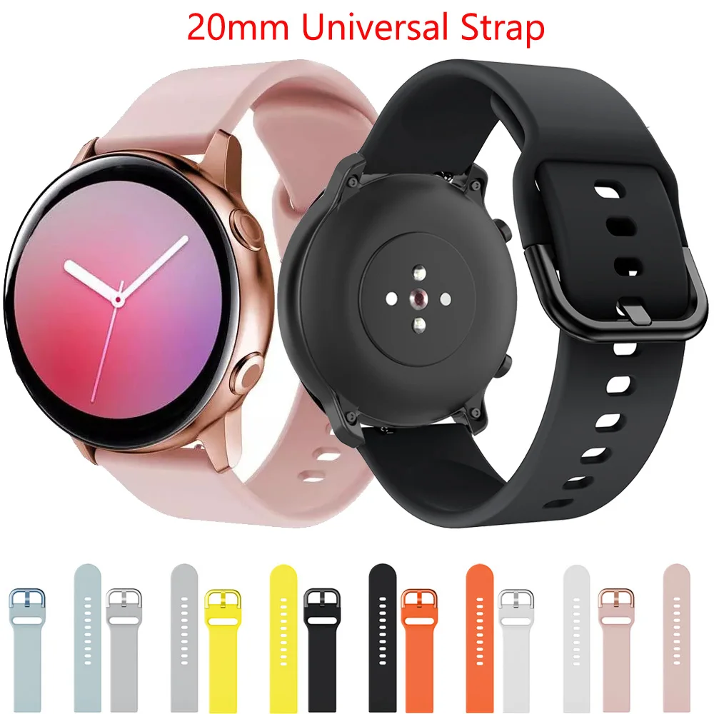 

Ремешок 20 мм для Samsung Galaxy Watch Active2 40/44, спортивный браслет, ремешок для часов Xiaomi Huami Amazfit GTS GTR 2e 42 мм