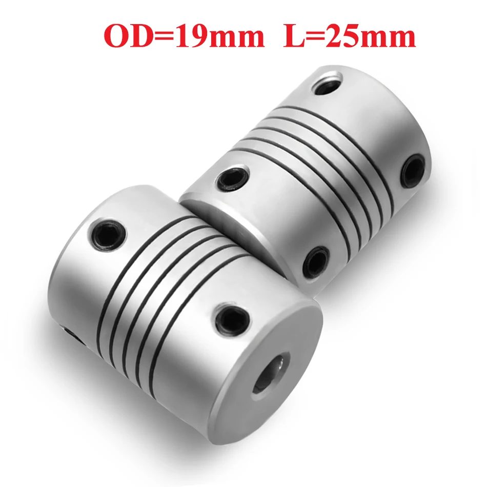 Алюминиевый ЧПУ двигатель челюсти вала соединитель 5 мм до 8 гибкая муфта OD 19x25