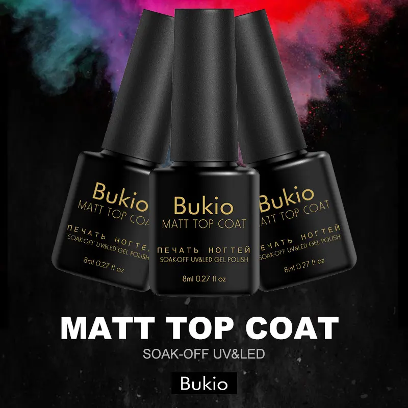 Матовый верхний слой Bukio 8 мл слайдеры ультрафиолетовая лампа для ногтей